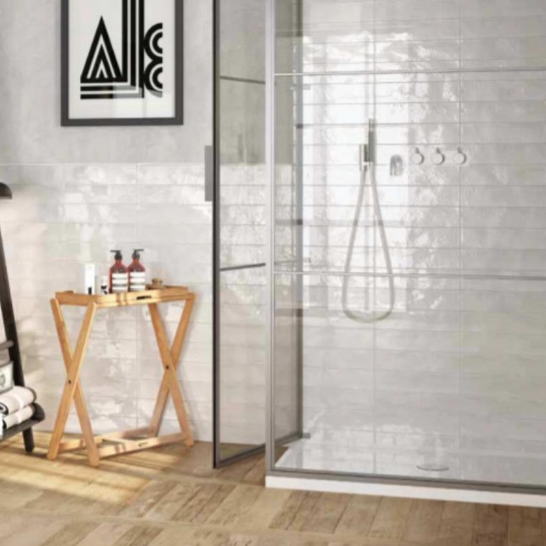 obklad bílý Groove White 8x32cm retro styl